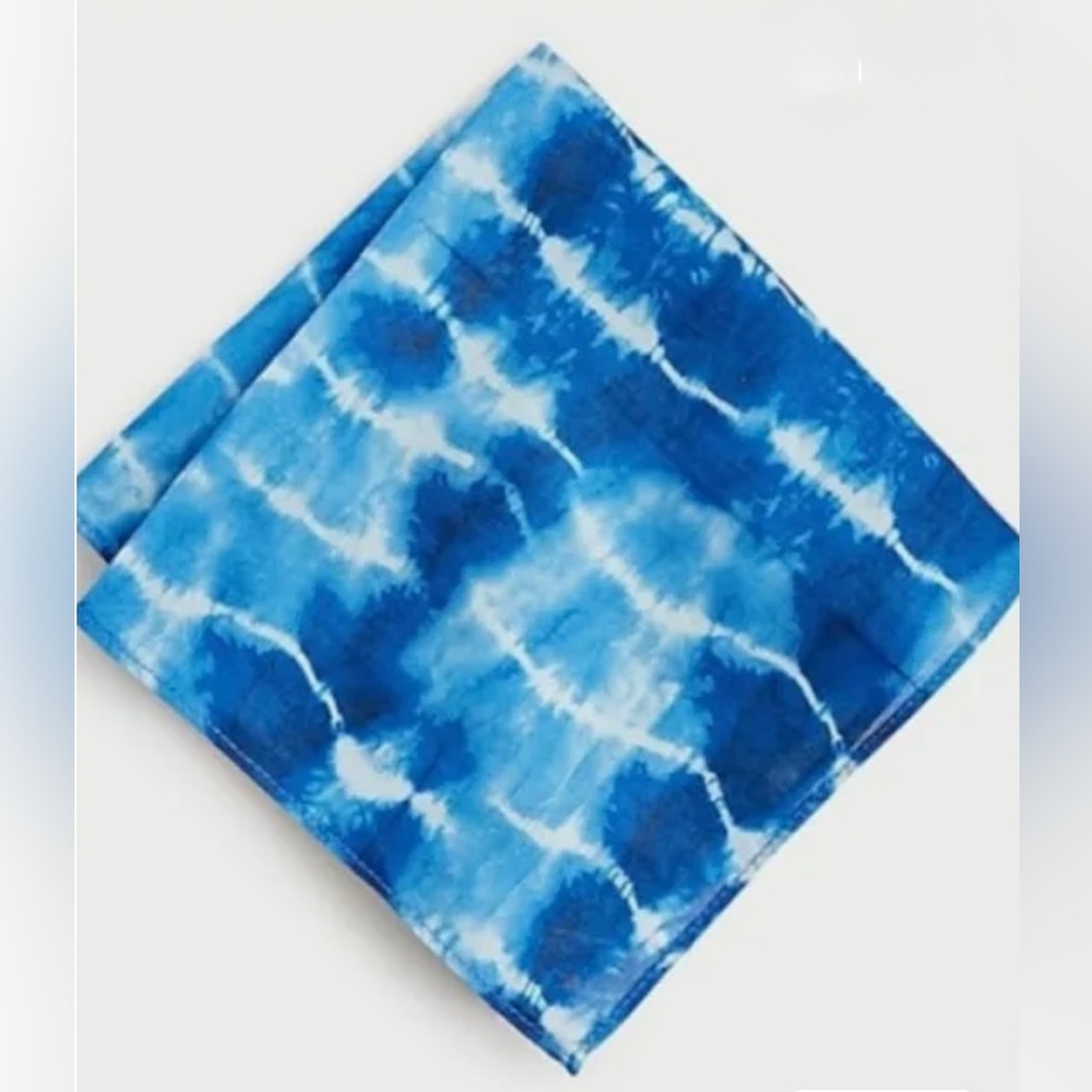 NWOT, J. Crew Blue & White Tie-Dyed Cotton Sarong Scarf, Wrap - 30” x 80”